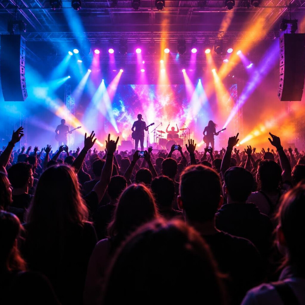 Live show with stage lights and audience