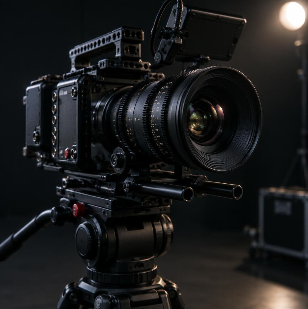 Professional cinema camera on a set