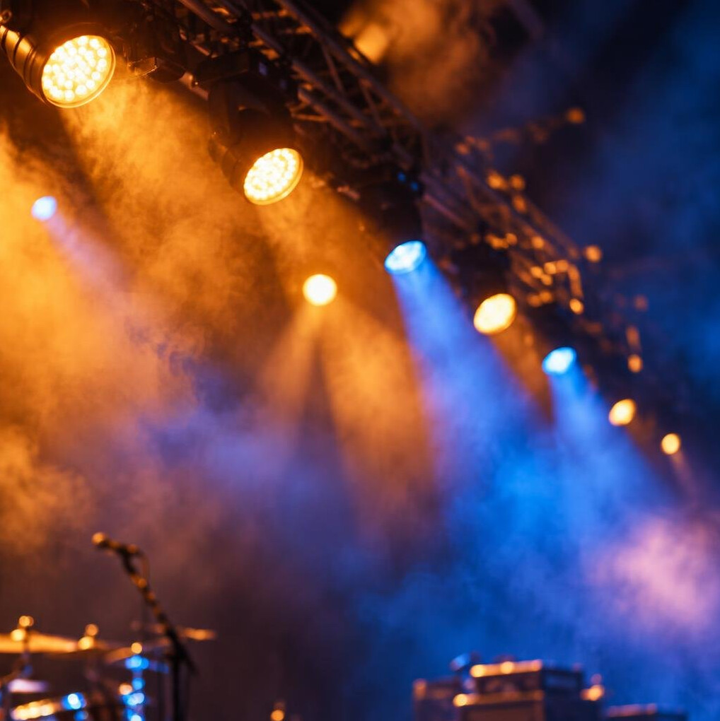 Concert with glowing stage lights